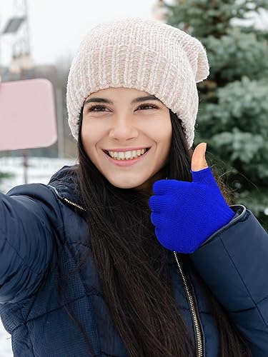 Miniatura 5 de SATINIOR 3 pares de guantes sin dedos para mujer, guantes de punto de medio dedo para mujeres y hombres