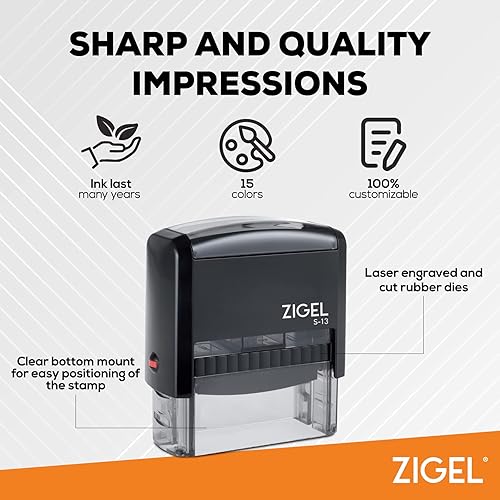 Miniatura 3 de ZIGEL - Sello de dirección de retorno personalizado de 4 líneas, sello de goma autoentintado, elige entre 15 colores de tinta