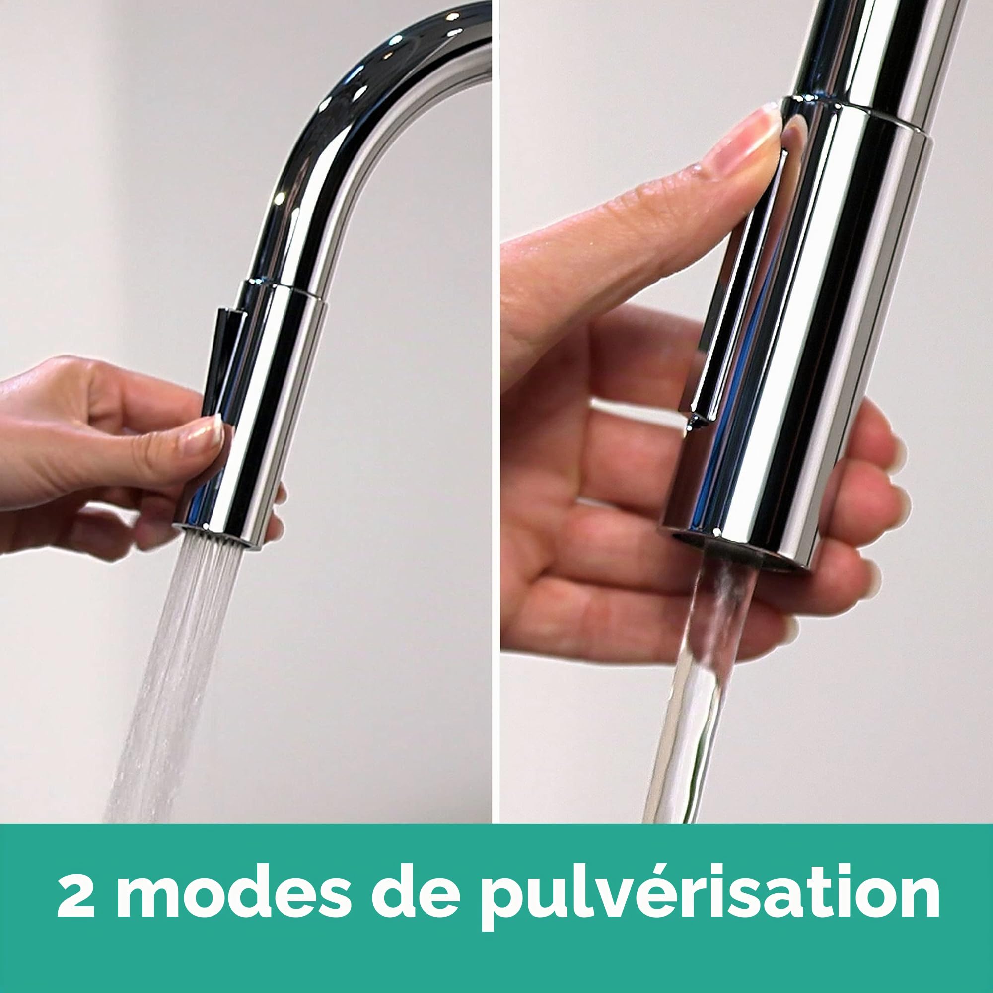 hansgrohe Cento - Mitigeur de cuisine avec douchette extractible, 1 jet, Robinet avec hauteur sous bec 570 mm, Robinetterie avec bec pivotant et extensible, Chromé, 14803000