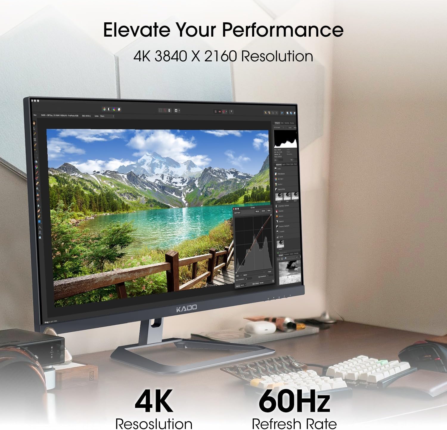 Kado Dual Monitor Setup - 2-Pack 32" 4K 3840x2160 Computer Monitor 60Hz UHD VESA Mount HDMI Office Gaming Built-in Speakers (U32 Dual Series)