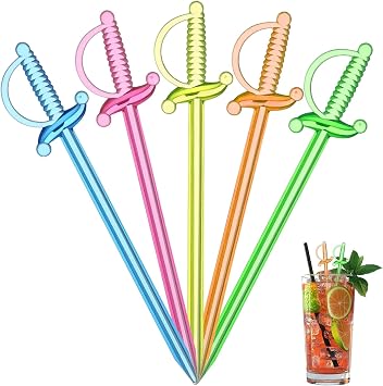 100PCS Cocktail Swords, 3.3Inch Fruit Sword Toothpicks, Cocktail Sticks for Drinks, Multicolor Plastic Sword Cocktail Picks for Appetizers