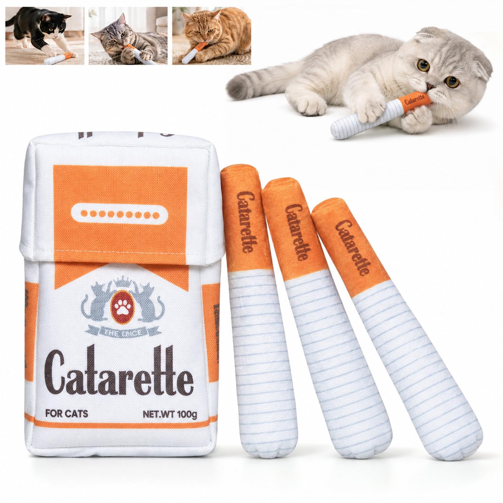 Catarette Katzenspielzeug, Katzenminze Spielzeug für Indoor | Drei hochwertige Spielzeugstäbe Katzenspielzeug Selbstbeschäftigung für Indoor/im Freien, Kaubeständig