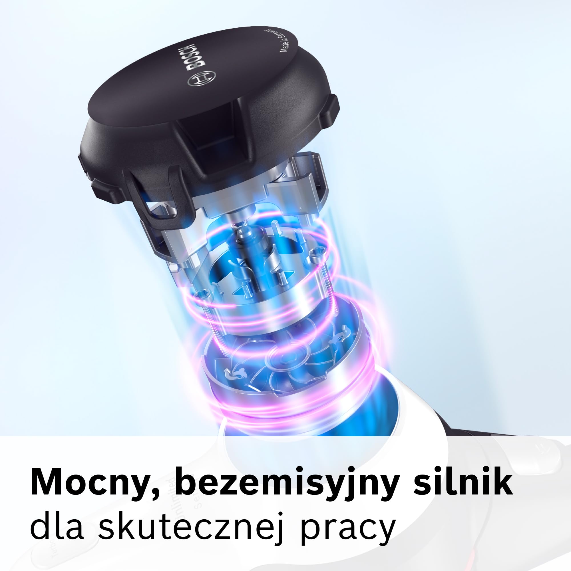 Bosch, Unlimited BCS611AM Series 6, odkurzacz bezprzewodowy, wysoka moc ssania, długi czas pracy, lekka konstrukcja, wydajny silnik, wyprodukowano w Niemczech, biały