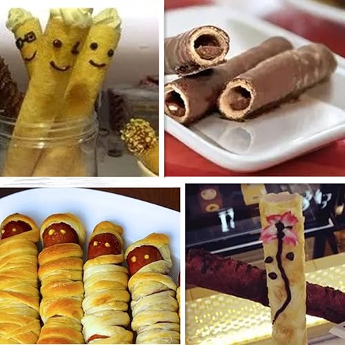 Miniatura 13 de Paquete de 30 moldes antiadherentes grandes para cuerno crema, acero inoxidable de 5 pulgadas para cocinar pasteles daneses, forma de candado, #76