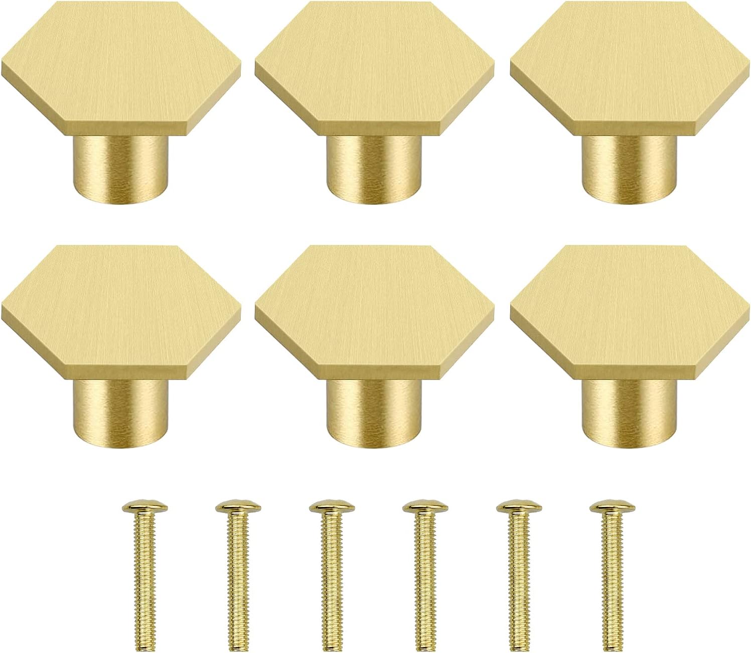 HAOSEA 6Pcs Knobs Gold Drawer Knobs Solid Brass Cupboard Knobs