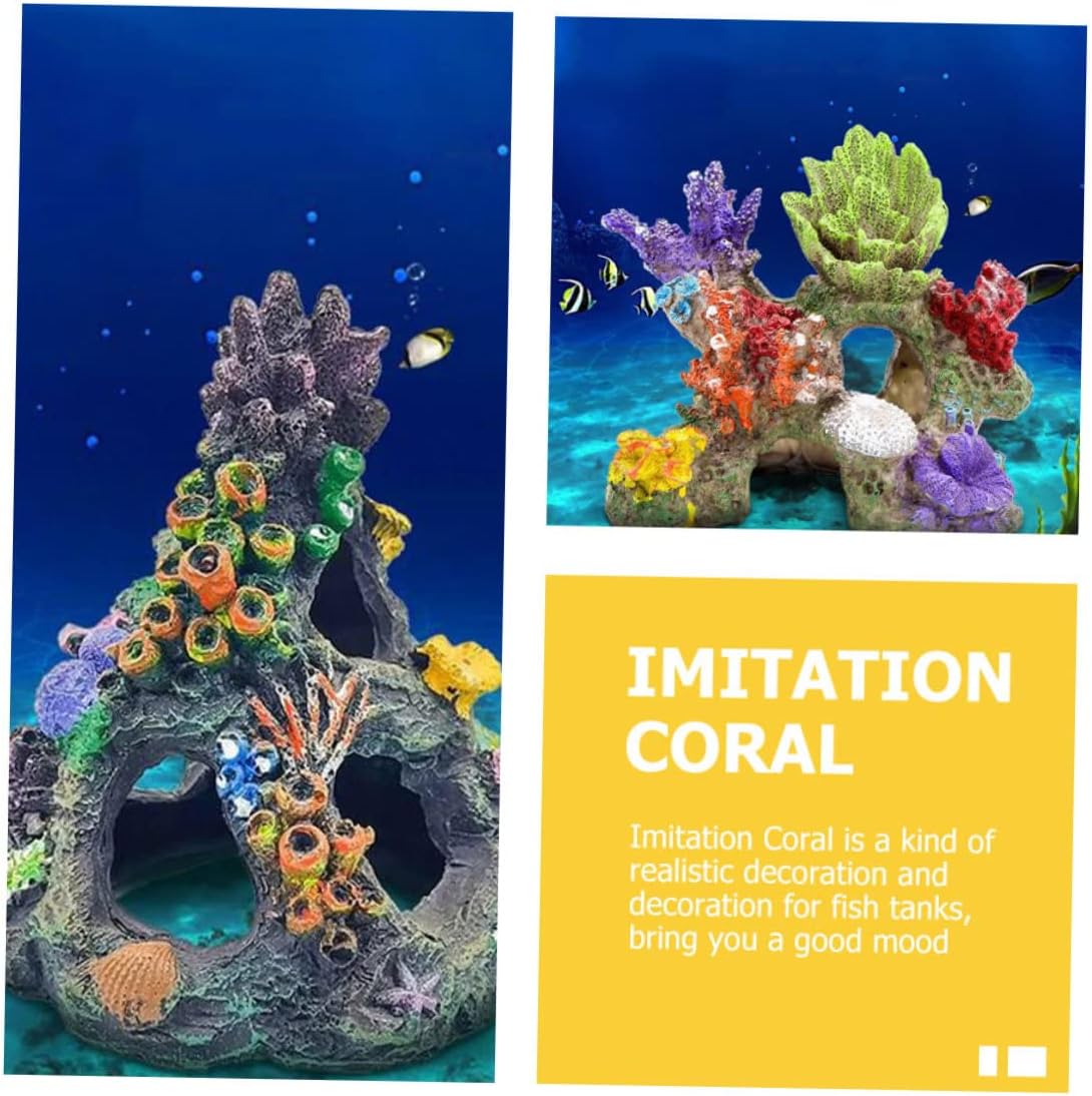 1set Fish Tank Decoration Pendulum Aquarium Sand Simulation Backdrop Reef Instant Drying Stone Plants Decor Artificial Coral Plant Ornaments Fish Decor Coral A