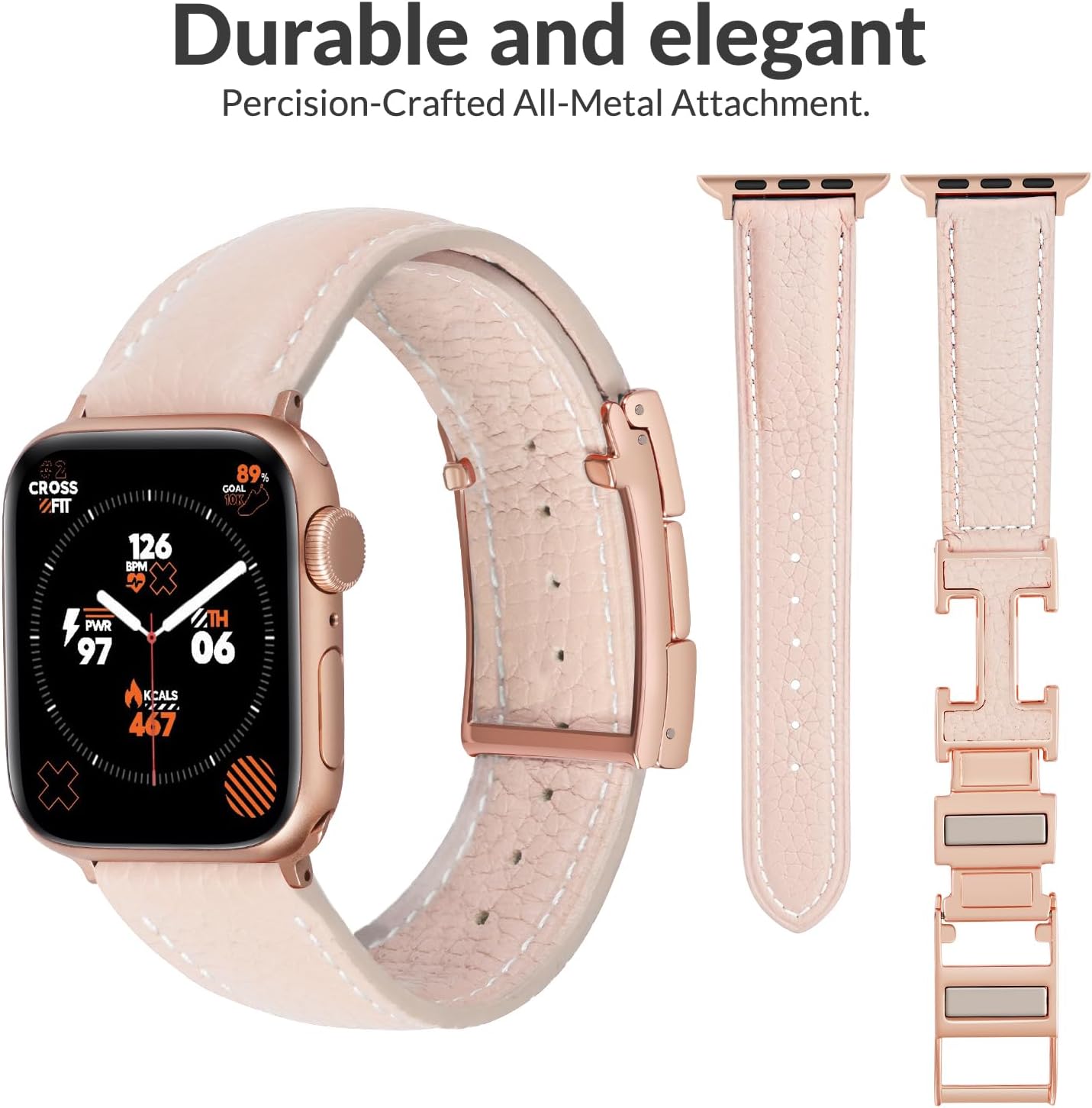 Leather Magnetic Band Compatible with Apple Watch Bands 38mm 40mm 41mm 42mm 44mm 45mm 46mm 49mm for Women Men,Top Grain Leather Designer Replacement Strap for iWatch Ultra SE Series11/10/9/8/7/6/5/4/3/2/1 - Image 2