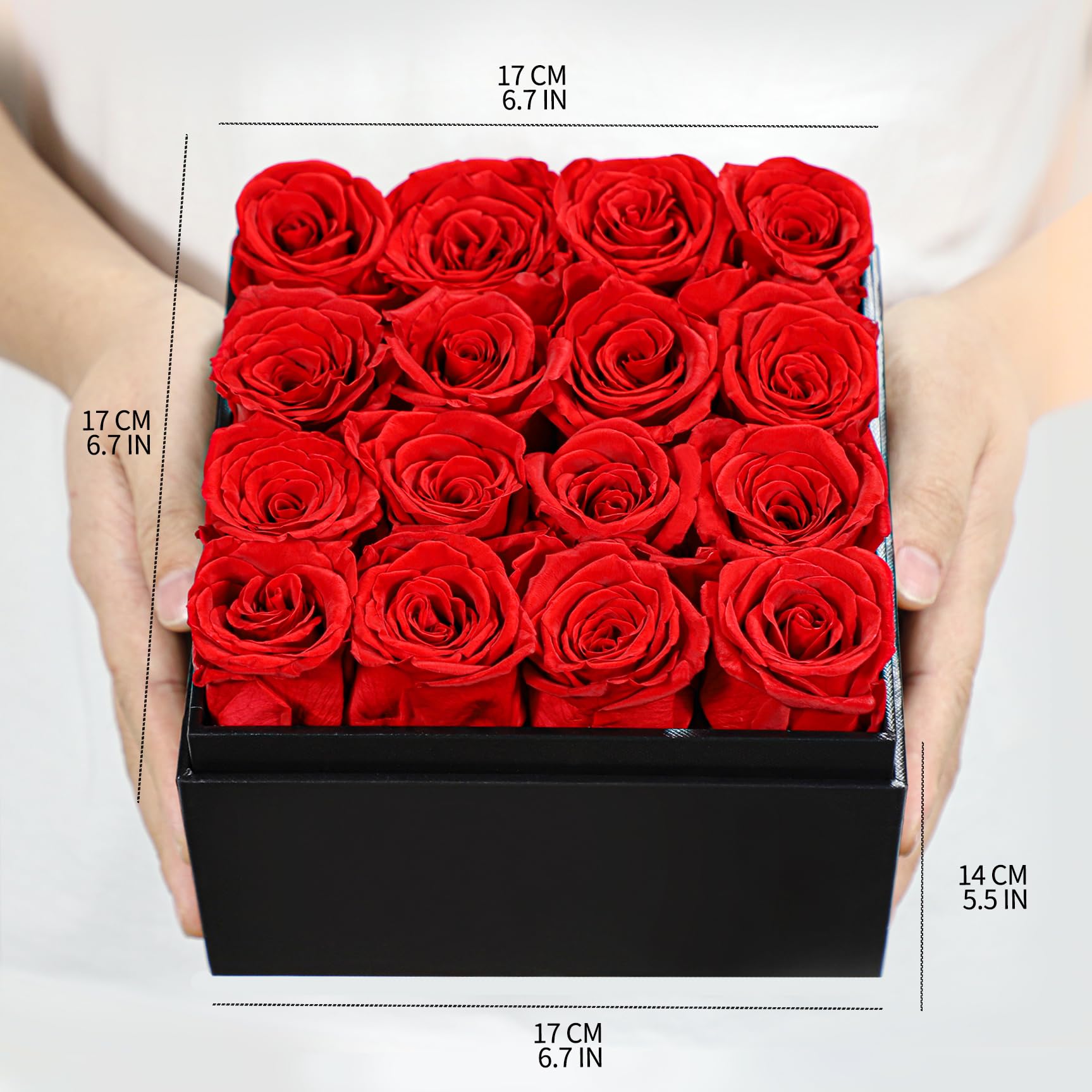 Rose Éternelle, Roses Préservé Avec Collier Coeur Et Boucles D'oreilles