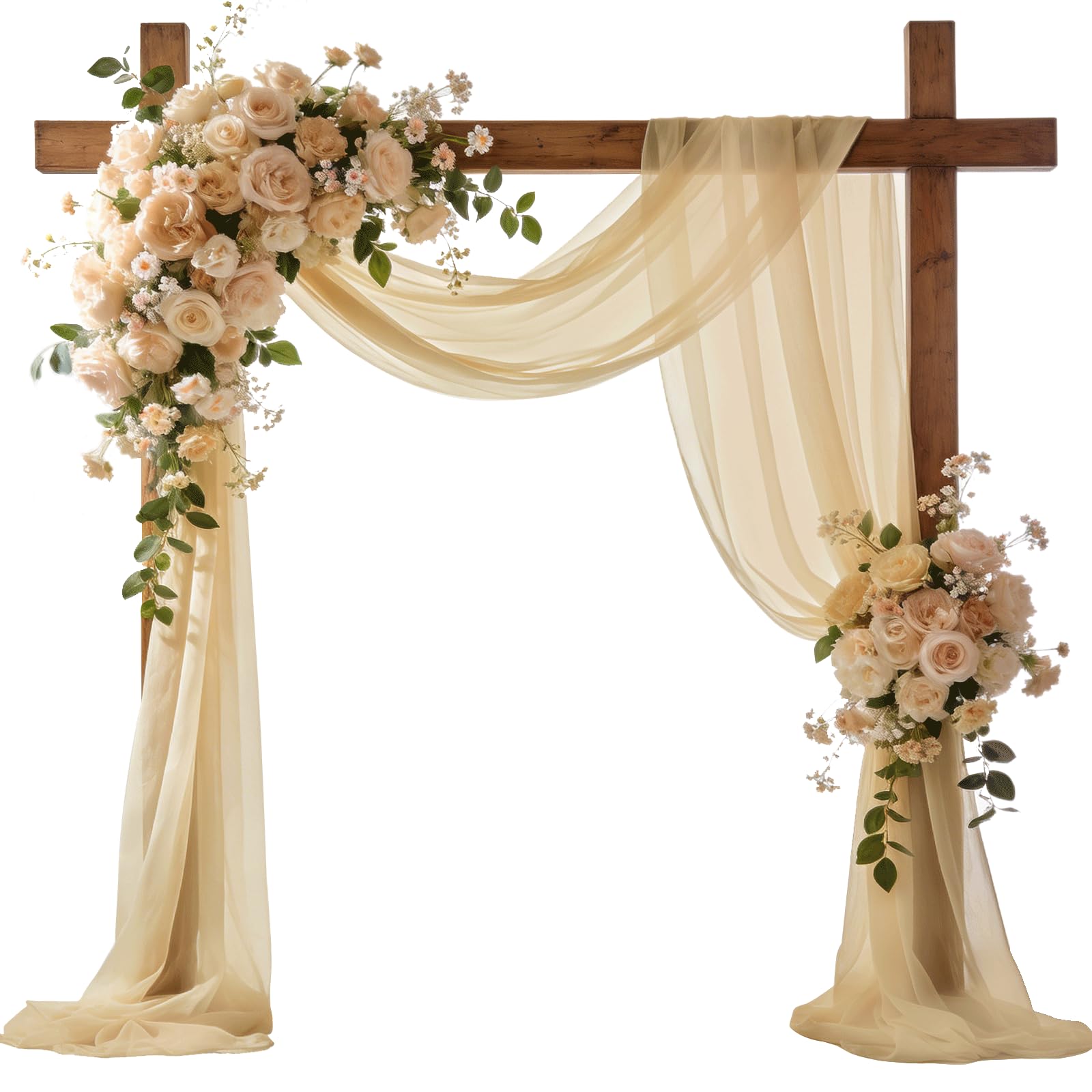 Photo 1 of Jevix Wedding Arch Draping Fabric 29" x 18 FT Champagne Sheer Chiffon Outdoor Curtain Drapes for Wedding Birthday Party Ceremony Decor(1 Panel, 29in x 18 FT, Champagne)