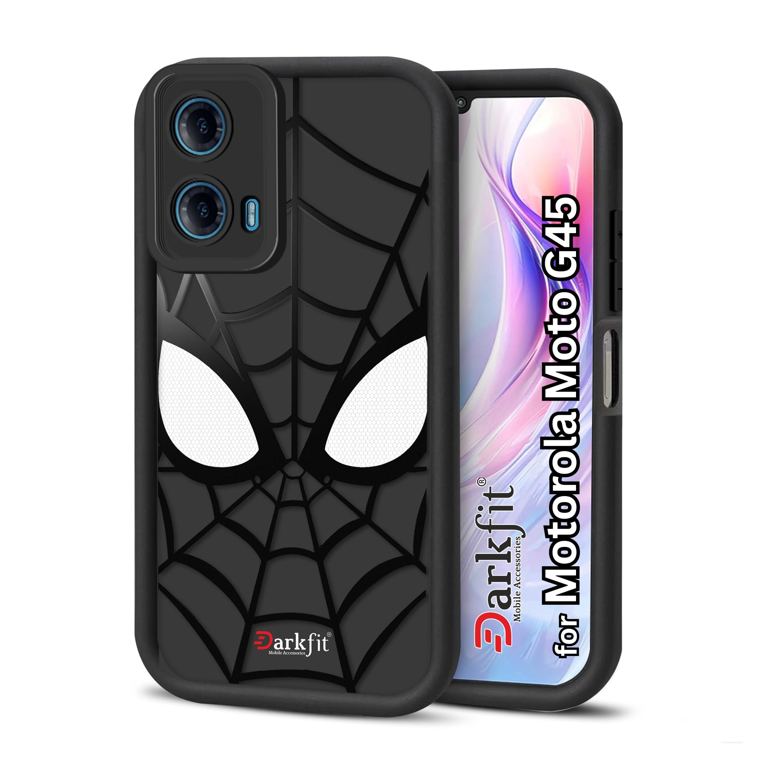 DARKFIT Back Case Cover for Motorola Moto G45 Black Pack of 1 - Image 1