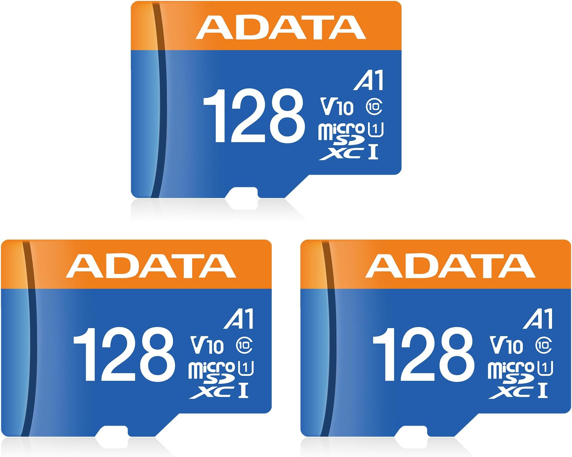 Premier 128GB 3-Pack MicroSDHC/SDXC UHS-I Class 10 V10 A1 Memory Card with Adapter Read up to 100 MB/s (128GB 3 Pack)