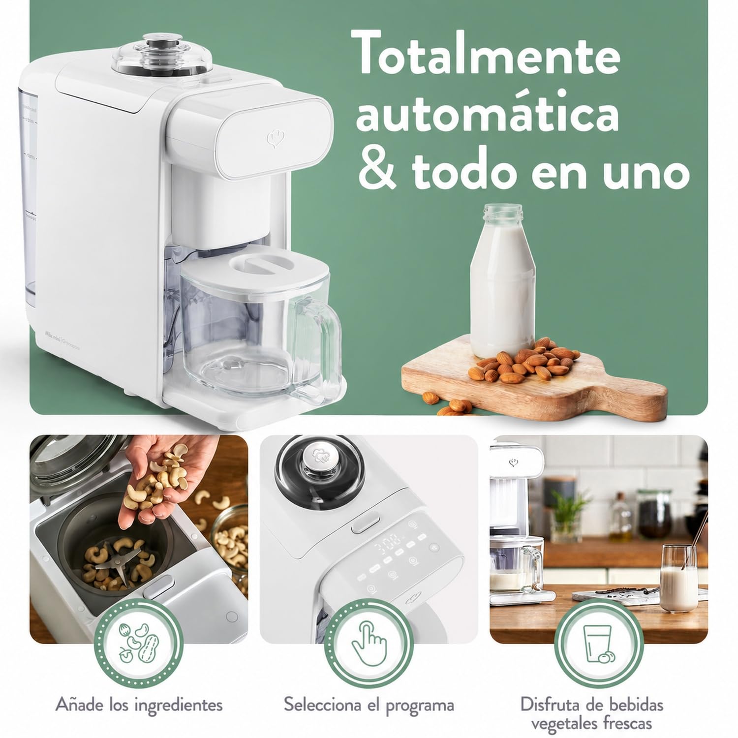SPRINGLANE - Batidora de leche vegetal Mila con colador para la preparación de todo tipo de leches vegetales (0,6 litros de leche vegetal)