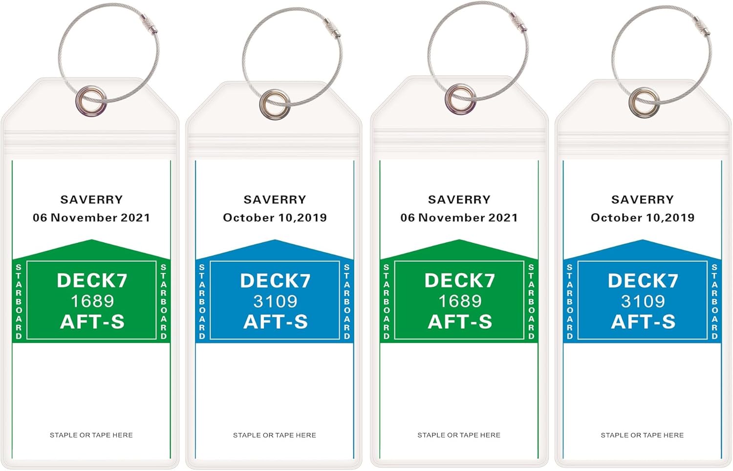 SAVERRY 4 Packs Cruise Luggage Tags Clear Wide Luggage Tag Holders for Carnival NCL Princess