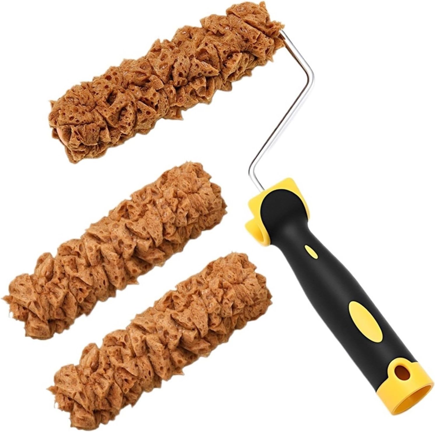 Paint Roller Kit 6 Inch Texture Pattern Brush Tool with Frame, 3 Pcs Sponge Brushes with