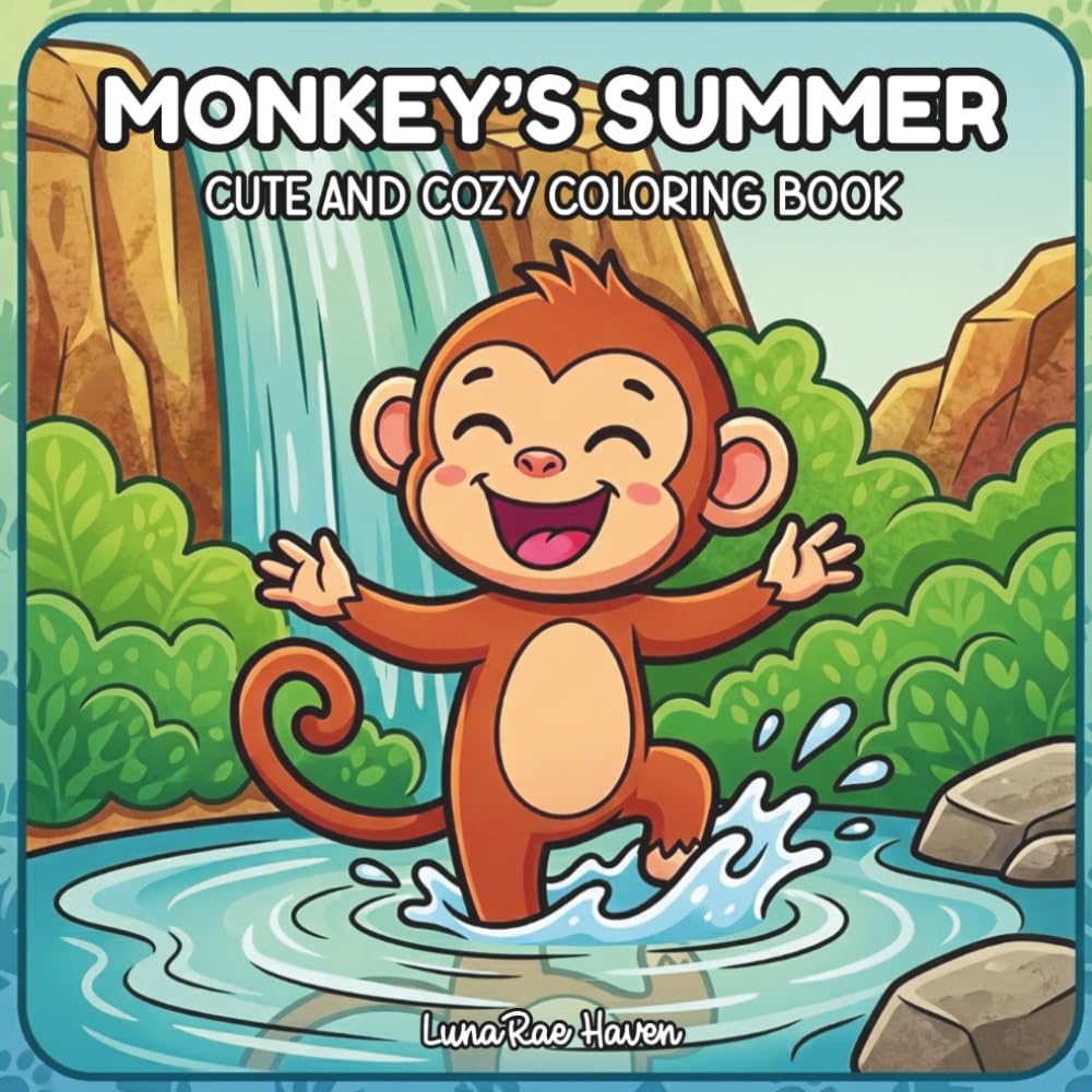 Monkey's Summer: Coloring Book for Adults, Teens and Kids Featuring Cute Monkeys, Fun Summer Adventure Scenes for Relaxation and Stress Relief