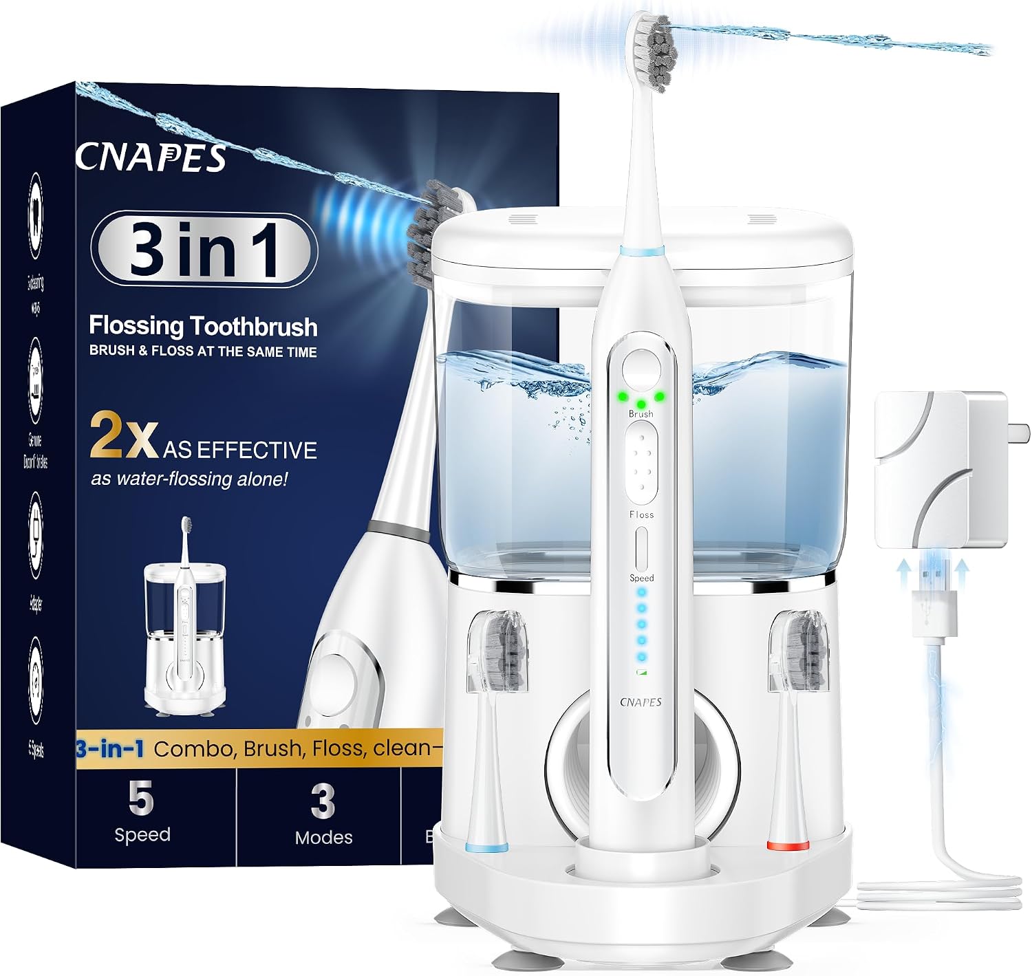 Electric Toothbrush with Water Flosser, Flossing Toothbrush, 500ML,W