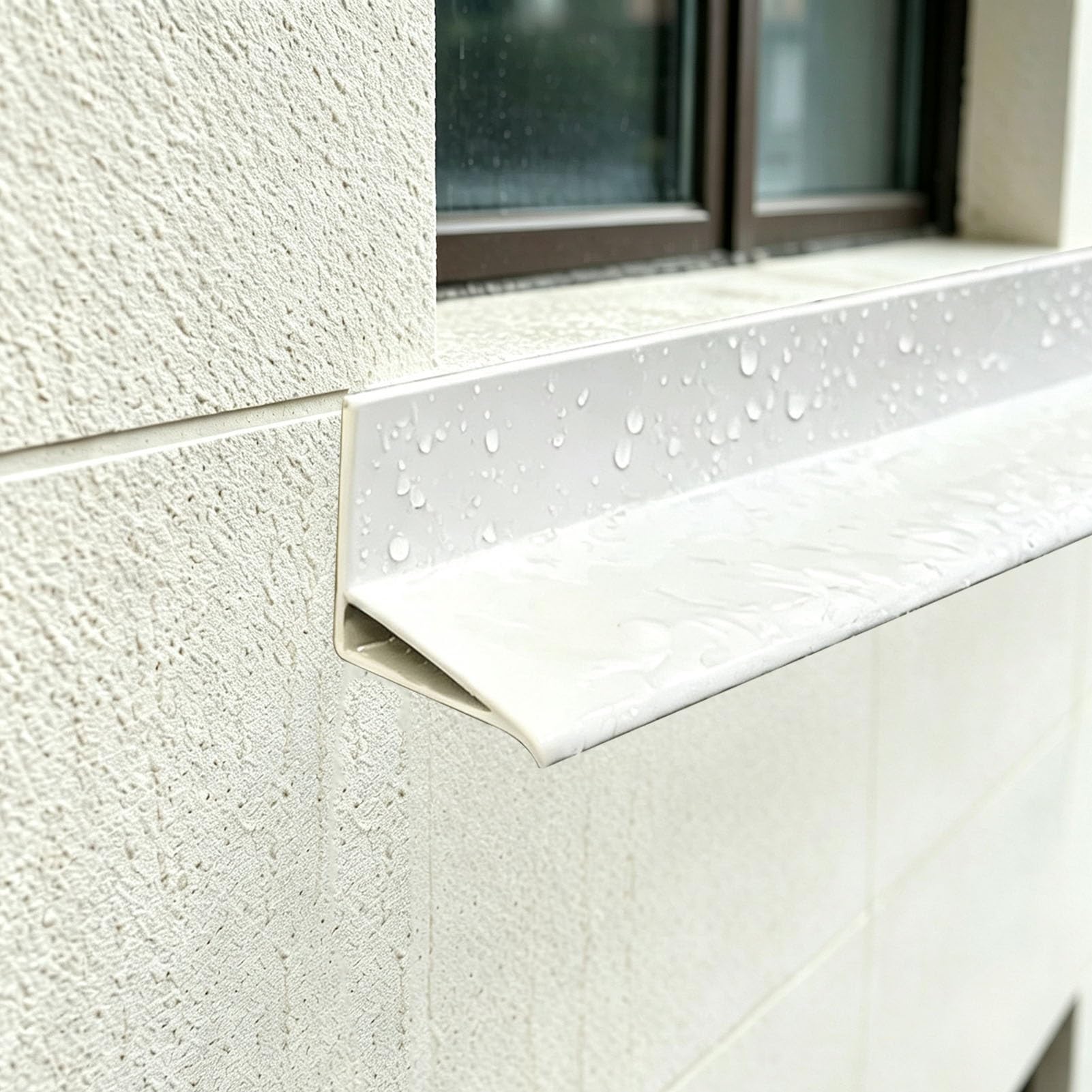 Vierteaguas Muro Perfil Vierteaguas Inferior para el Alféizar | Protector de Aluminio Contra Goteo para Terrazas o Balcones Sobre Ventanas; Tira Deflectora Exterior(White,7.5m(24.6ft))