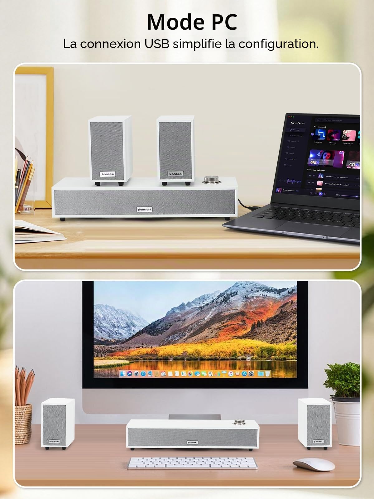 Enceintes PC,16W Haut Parleur PC avec Bluetooth,Enceinte PC avec Caisson de Basse, RCA Enceintes PC pour Ordinateur de Bureau, Ordinateurs Portables, phonographes, téléphones, tablettes（K03）