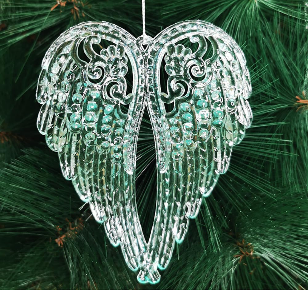 50 colgantes de copo de nieve, copos de nieve, decoración navideña, decoración para árbol de Navidad, copos de nieve, adornos para fotos de Navidad, con cordón, alas verdes claras