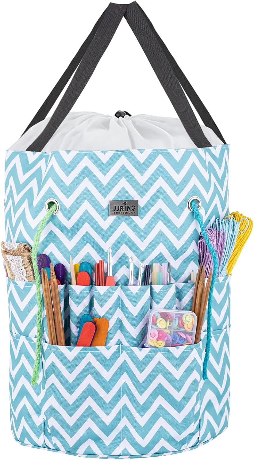 JJRING Crochet Bag Knitting Yarn Storage Portable Organizer Green