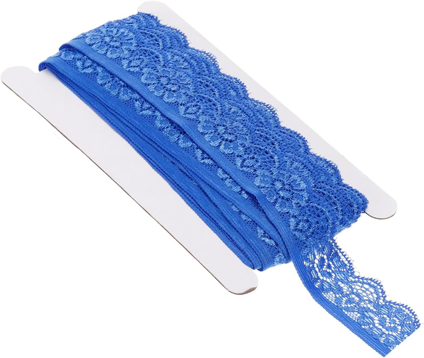 Unifizz Stretch Lace Trim Ribbon 2.5 cm × 10 Yards – Soft Nylon Spandex Floral Crochet Lace for Sewing, Dressmaking, DIY Crafts, Fabric, Wedding Decoration and Gift Wrapping, Dark Blue