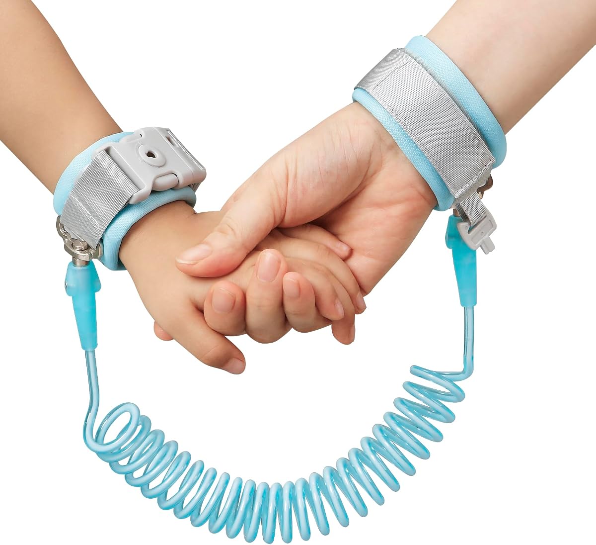 PandaEar Anti Lost Wrist Link, Toddler Kids Safety Wristband Leash, Blue | Adjustable Wristband, Key Lock Design, Retractable 4.5ft Cord, 360° Swivel, Child Safety Leash for Travel & Crowded Places