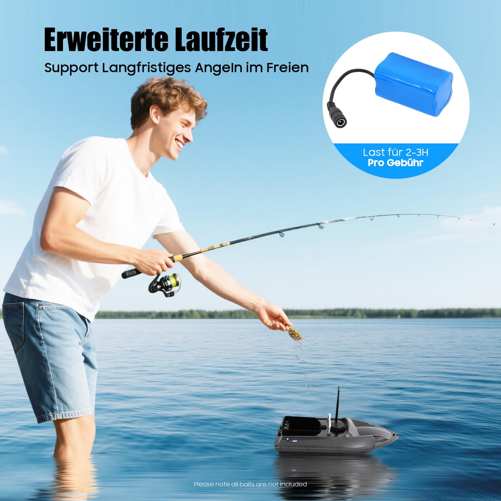 Barca per mangimi con GPS 500 m RC Bait Boat 1,5 kg, con luce a LED, doppio motore per pesca notturna, esca da pesca, barca con controllo remoto, ritorno automatico, barca con ecoscandaglio