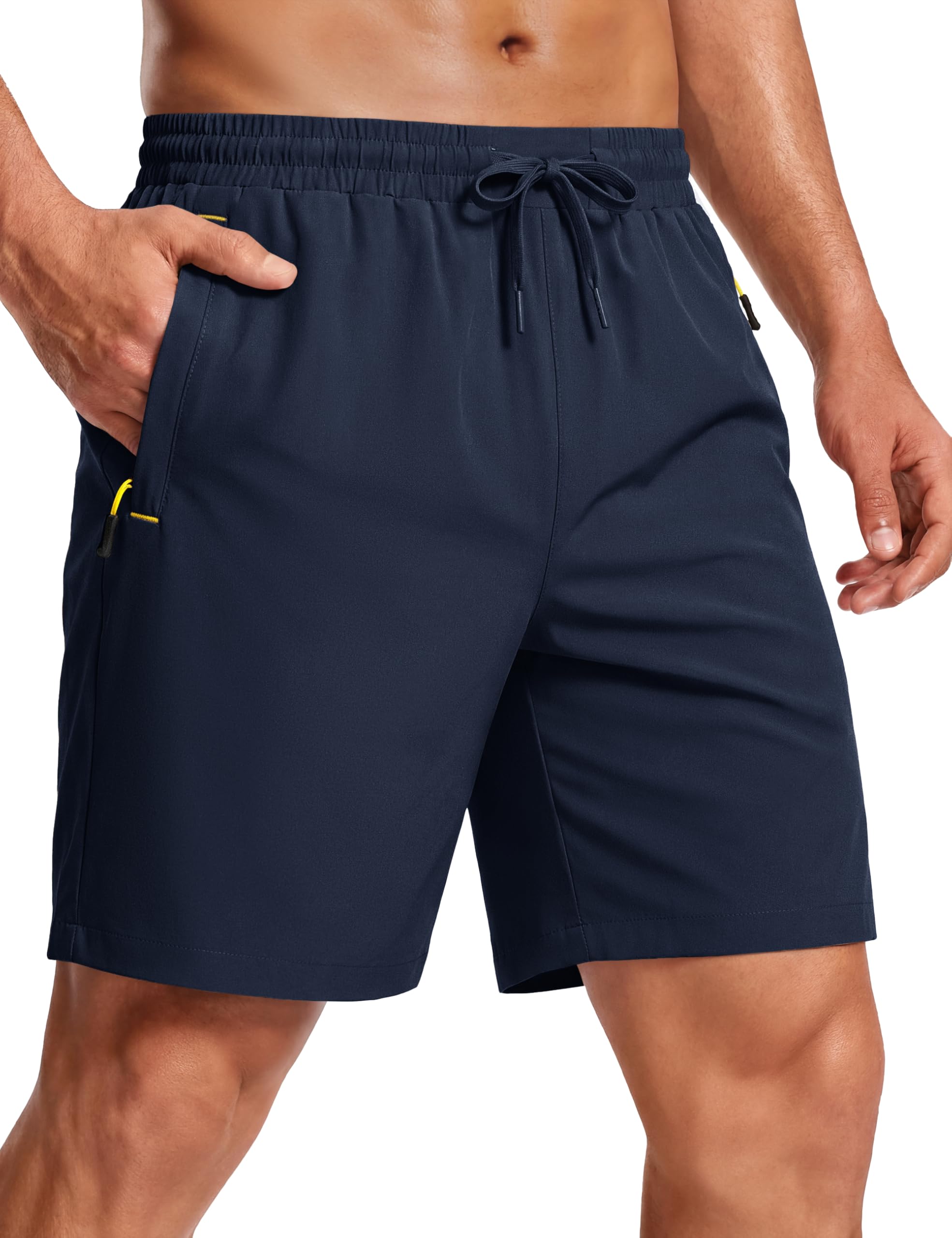 MAGCOMSEN Mens Hiking Shorts 7 Quick Dry Lightweight 3 Zipper Pockets Summer Workout Gym Athletic Running Shorts Men