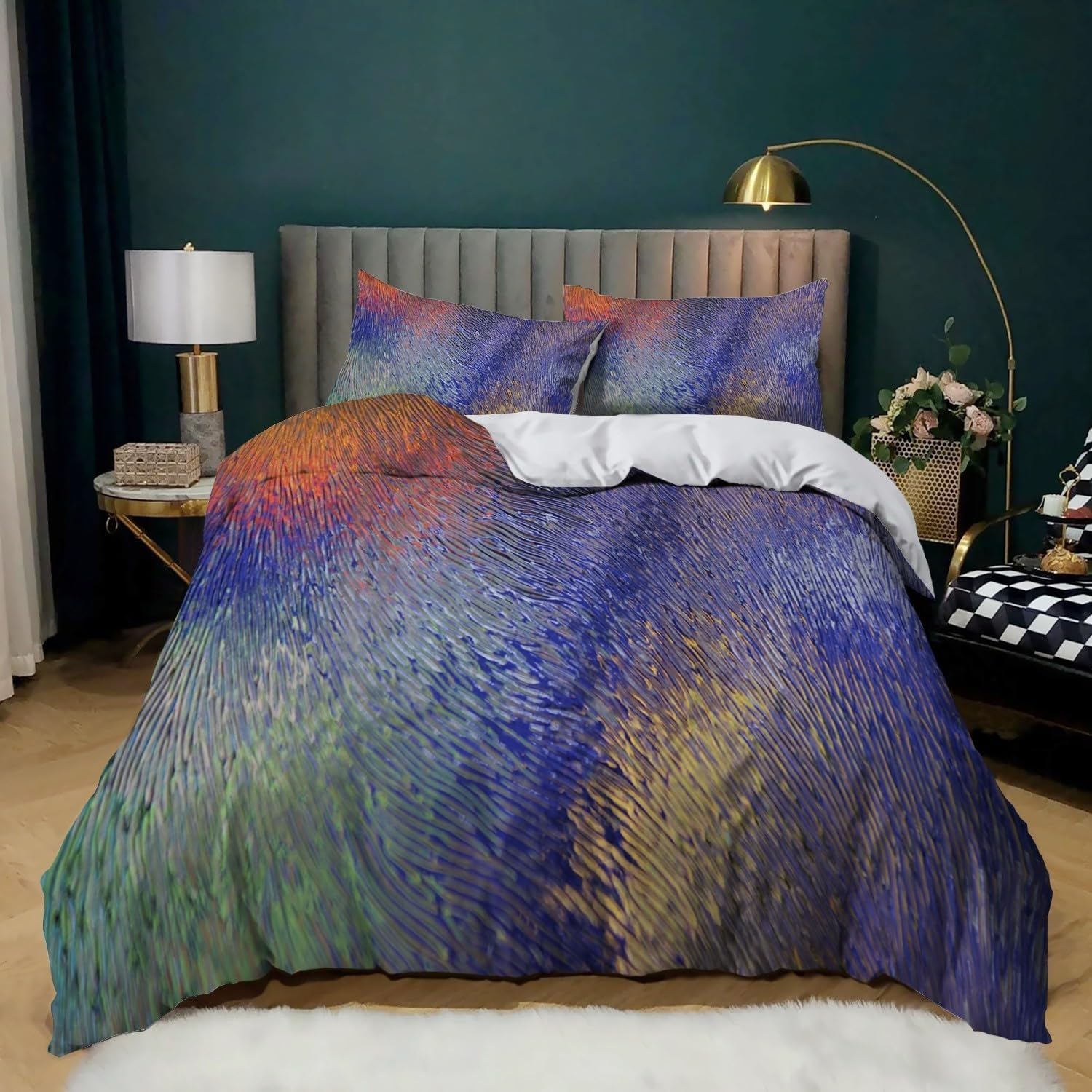 Housses de Couettes Imprimé Abstrait Haut de Gamme en Microfibre Douce