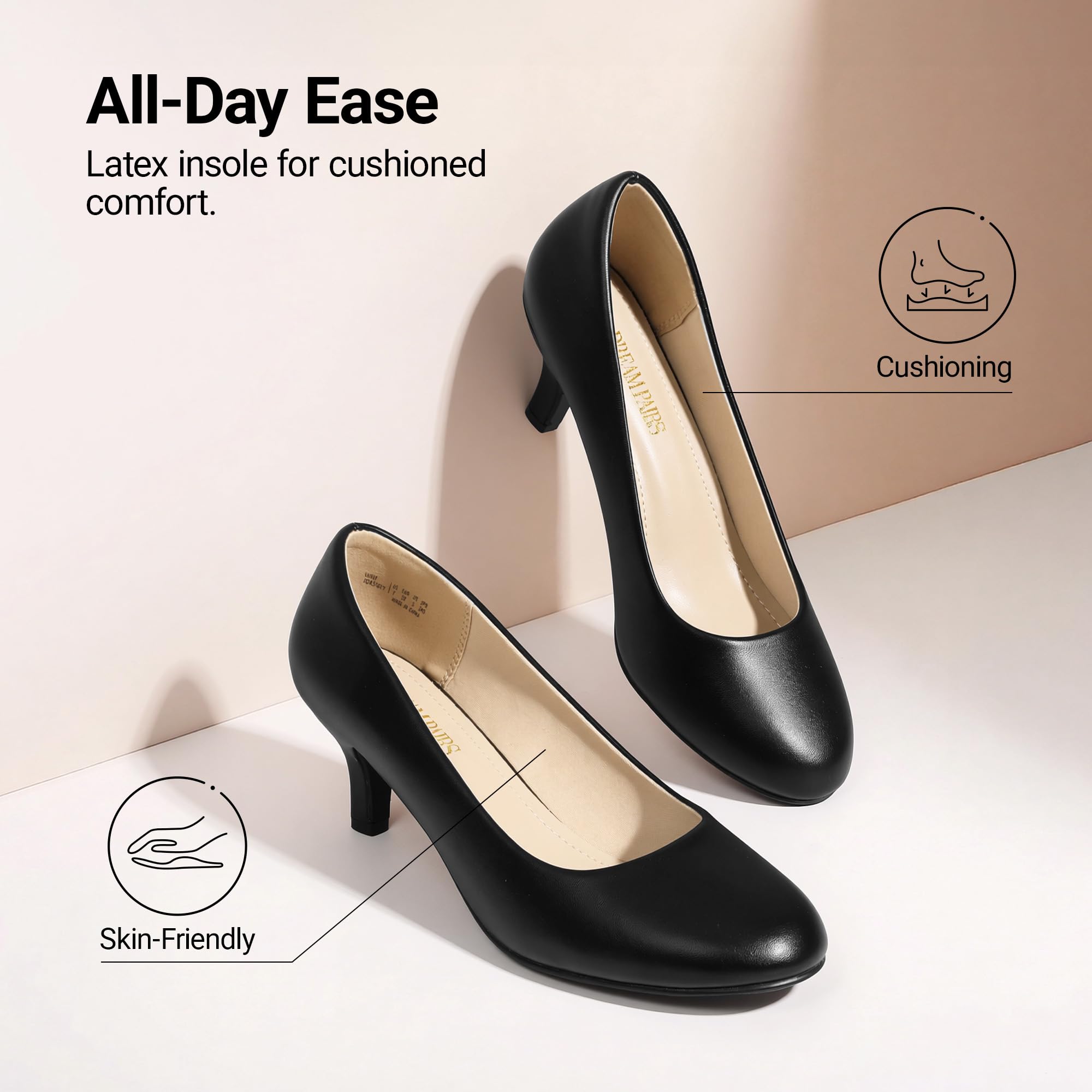 DREAM PAIRS Chaussures à Talon Classiques pour Femme Escarpins en PU Confortable LUVLY