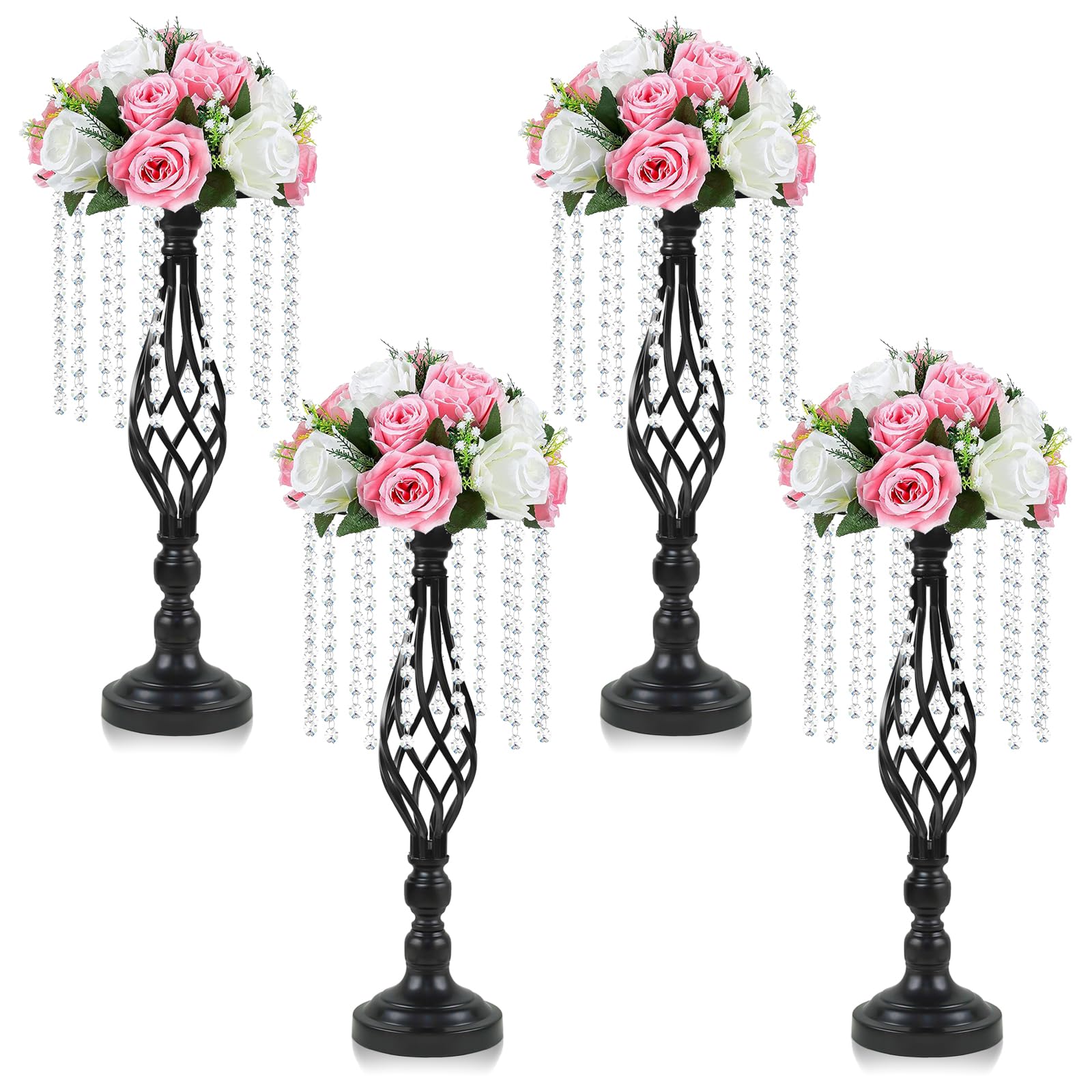 Support de fleurs en métal noir de 48cm pour centre de table de mariage chic