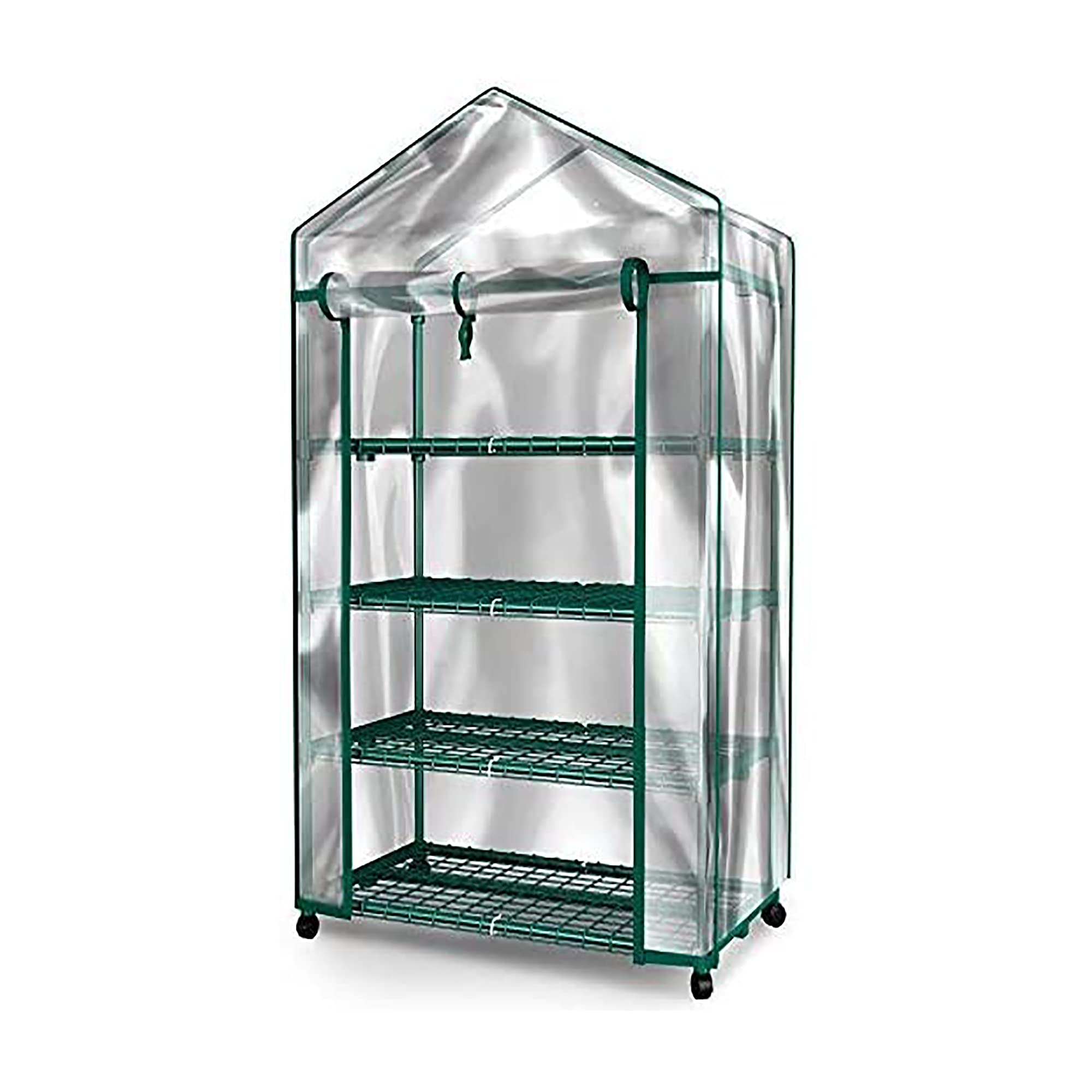 Mini Greenhouse - 4 Tiers Indoor Outdoor Greenhouse with Wheels-Use in Any Season for Plants