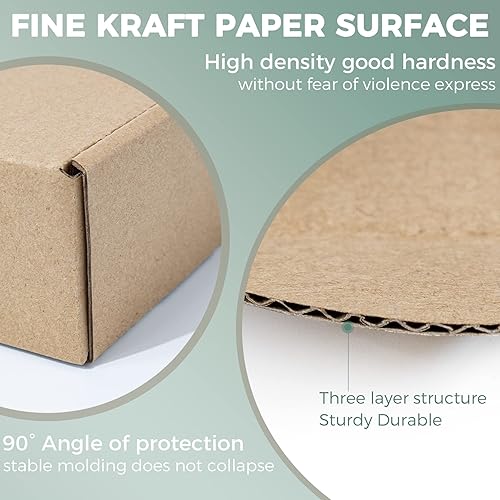 Miniatura 17 de Golden State Art, Paquete de 26 cajas de envío de 8 x 6 x 2 pulgadas, cajas de cartón corrugado marrón para enviar por correo, embalaje