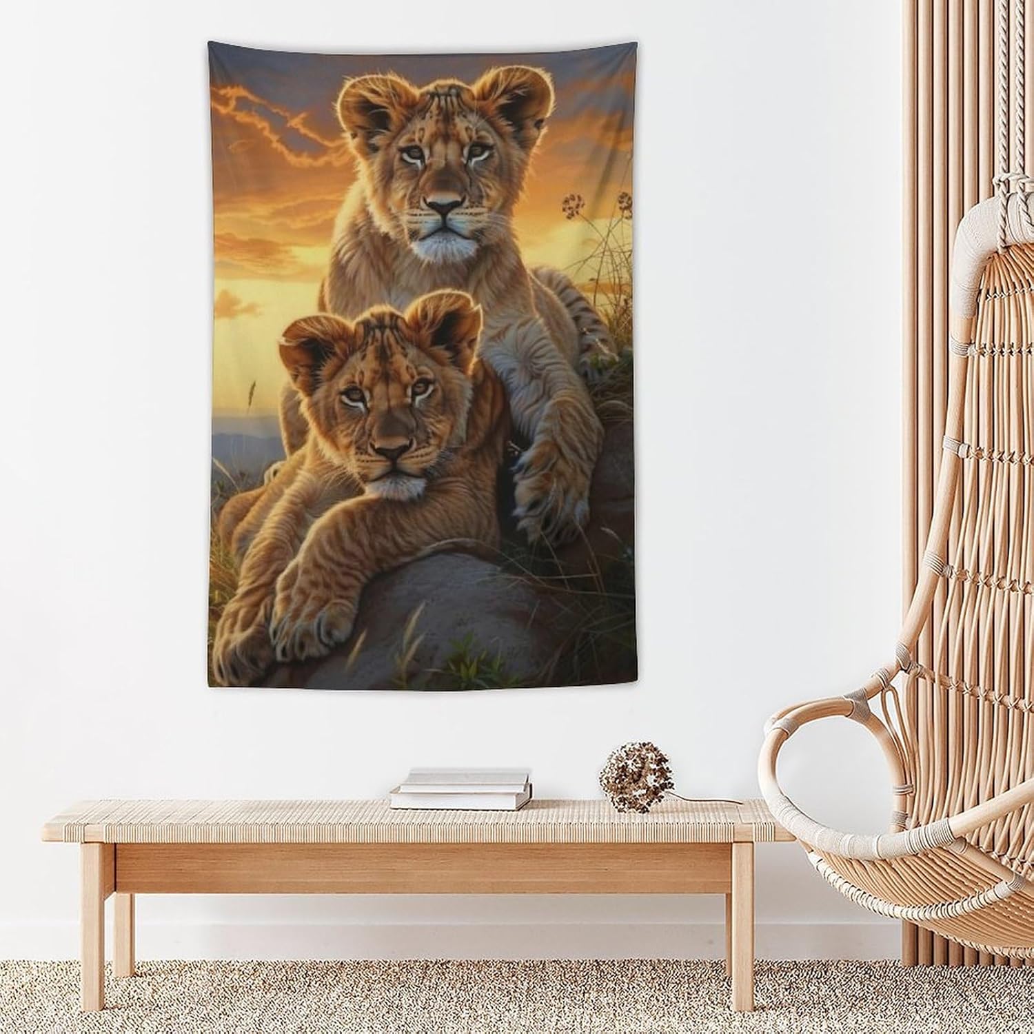 FeoYoed Lions Tapestry Wall Hanging Decor for Bedroom Living Room Wall Art Cute Animals Tapestries 40"x60"