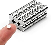 Linlinzz 60 Pack Small Round Nickel Magnets for Fridge, Whiteboard, Crafts - 5x2.8mm Holds 8 A4 Sheets