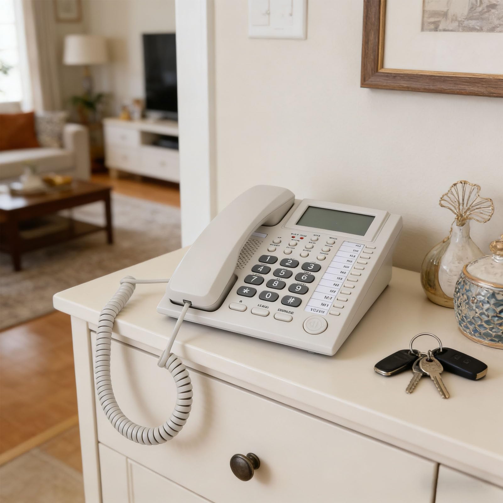 Fockety Telefono a Pulsanti Grandi per Anziani, Cordless Fisso con Vivavoce e ID Chiamante, Chiamata Rapida, Squillo Forte per Ipoacusici, Casa, Hotel