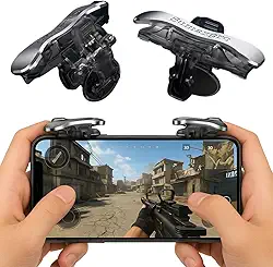 Gatilho para Jogos Mobile 6 Dedos, Controle L1 L2 R1 R2, Compatível com iPhone e Android até 13mm, Zero Atraso