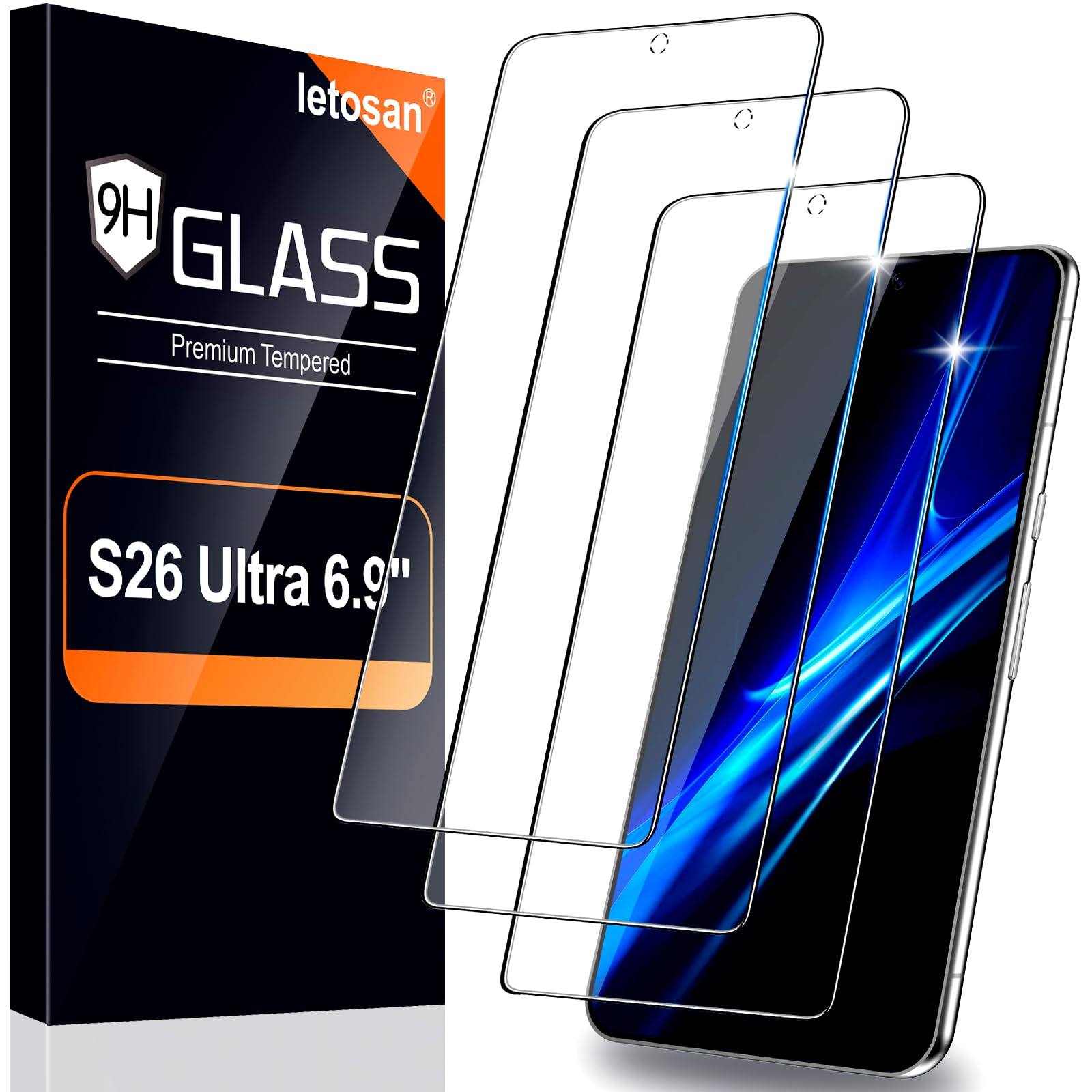 3 Pack for Samsung Galaxy S26 Ultra Screen Protector, 9H Tempered Glass, Ultrasonic Fingerprint Unlock, Case Friendly for Samsung Galaxy S26 Ultra Tempered Glass Screen Protector 5G 6.9 Inch