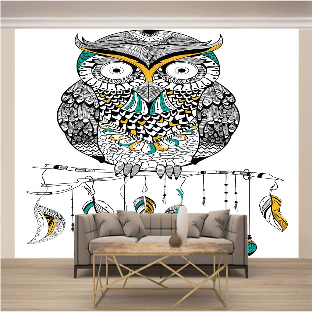 Papier peint intissé photo moderne 3d grand format tableau mural hibou