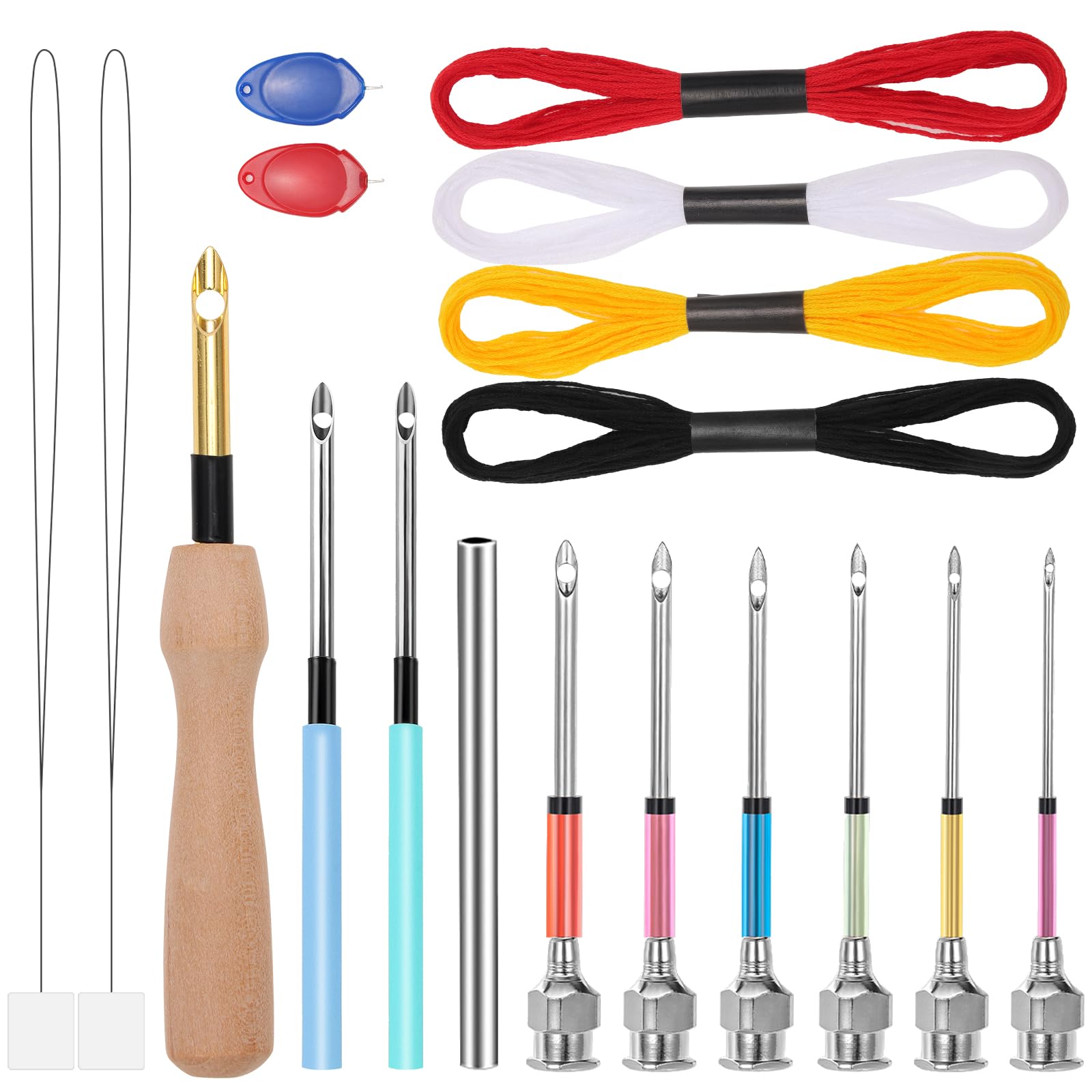 JSRQT 18 Pezzi Punch Needle Kit Punch Needle Ago Magico Ricamo 8 Taglie per Principianti Penna Lavori Di Cucito Fai Da Te Regolabile Strumento Cuciture Tool Punzonatura Ricami Aghi Cucire a Mano
