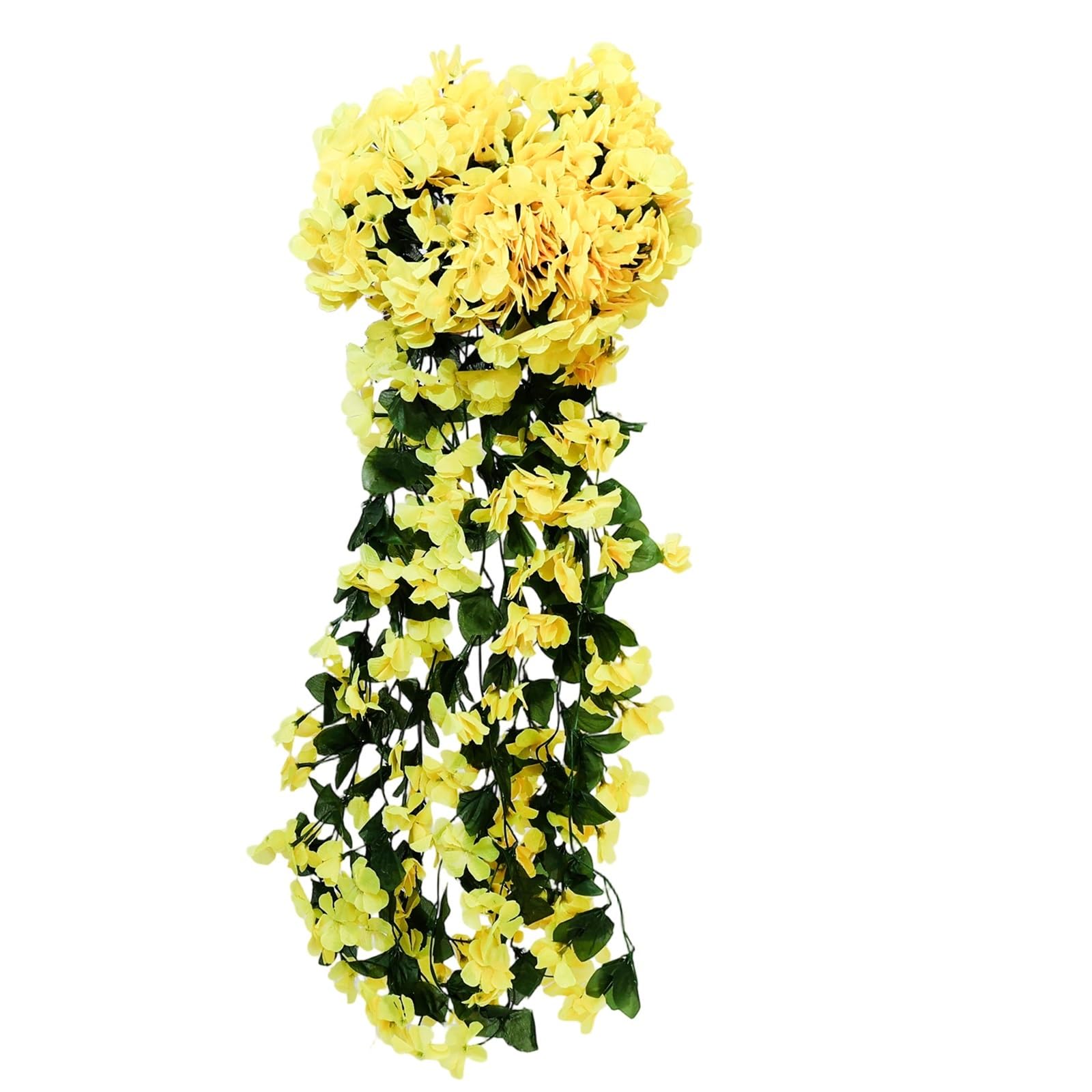 Dcrxz Artificial Flowers 2pcs 85cm Artificial Violet Hanging Flower Silk Flower Vines Home Party Wedding Fake Flower Rattan Garden DIY Craft Decoration Supply(Yellow)