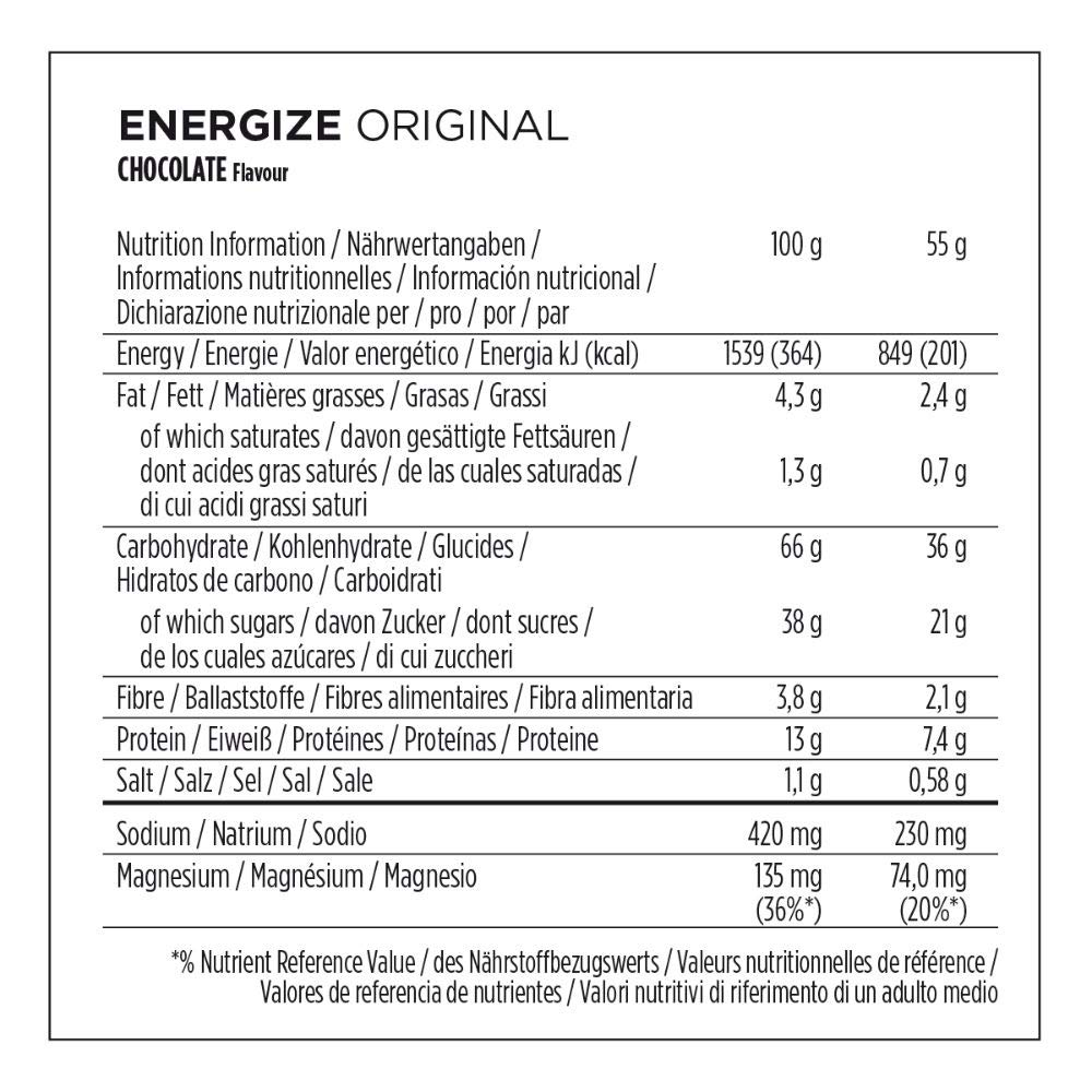 Powerbar Energize Original Chocolate 25x55g - High Carb Energieriegel + C2MAX Magnesium und Natrium