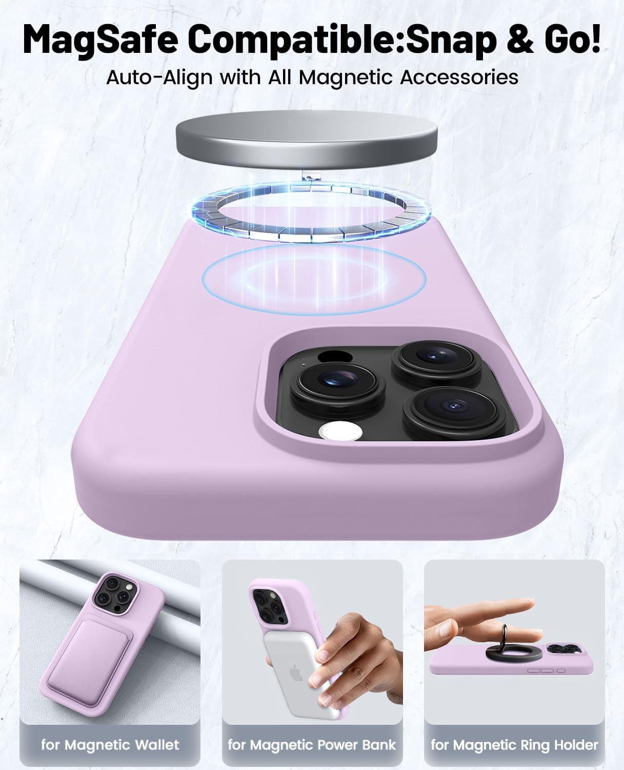 Condition photo showing New/Like New for otofly for iphone 16 pro case with sensitive camera control capture button, compatible with magsafe, silicone shockproof military-grade protection, 6.3 inch (pastel purple)