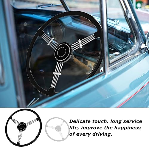 Miniatura 4 de Volante de 15-12 pulgadas, estilo retro clásico con diseño de banjo negro, compatible con Porsche 356 Speedster (barniz de horneado - negro)