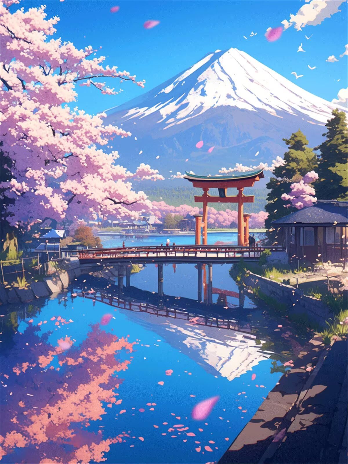 Diamentowe malowanie Japonia 75x100cm Diamentowe malowanie Dzieci Mount Fuji, 2025 DIY Diamentowe malowanie według numerów Dorośli Rzemiosło Kryształ Puzzle Diament Ścieg krzyżykowy, Dekoracja Prezent