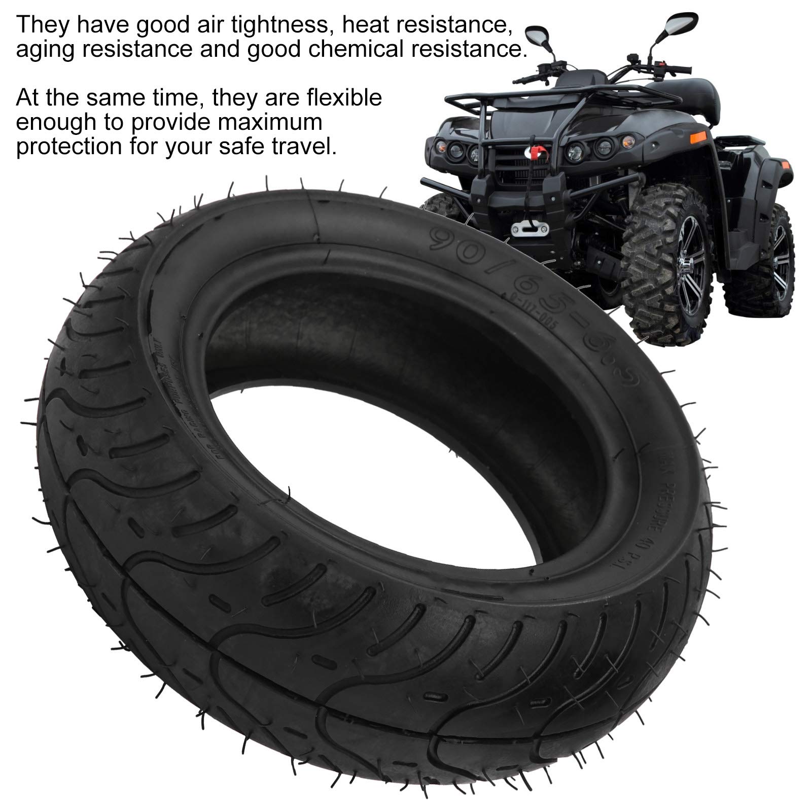 Dilwe Thicken Vacuum Tire, 90?65?6.5 Explosion?Proof Tubeless Tyre Suitable for Electric Scooters, Electric Bicycles, Mini Off?road Vehicles