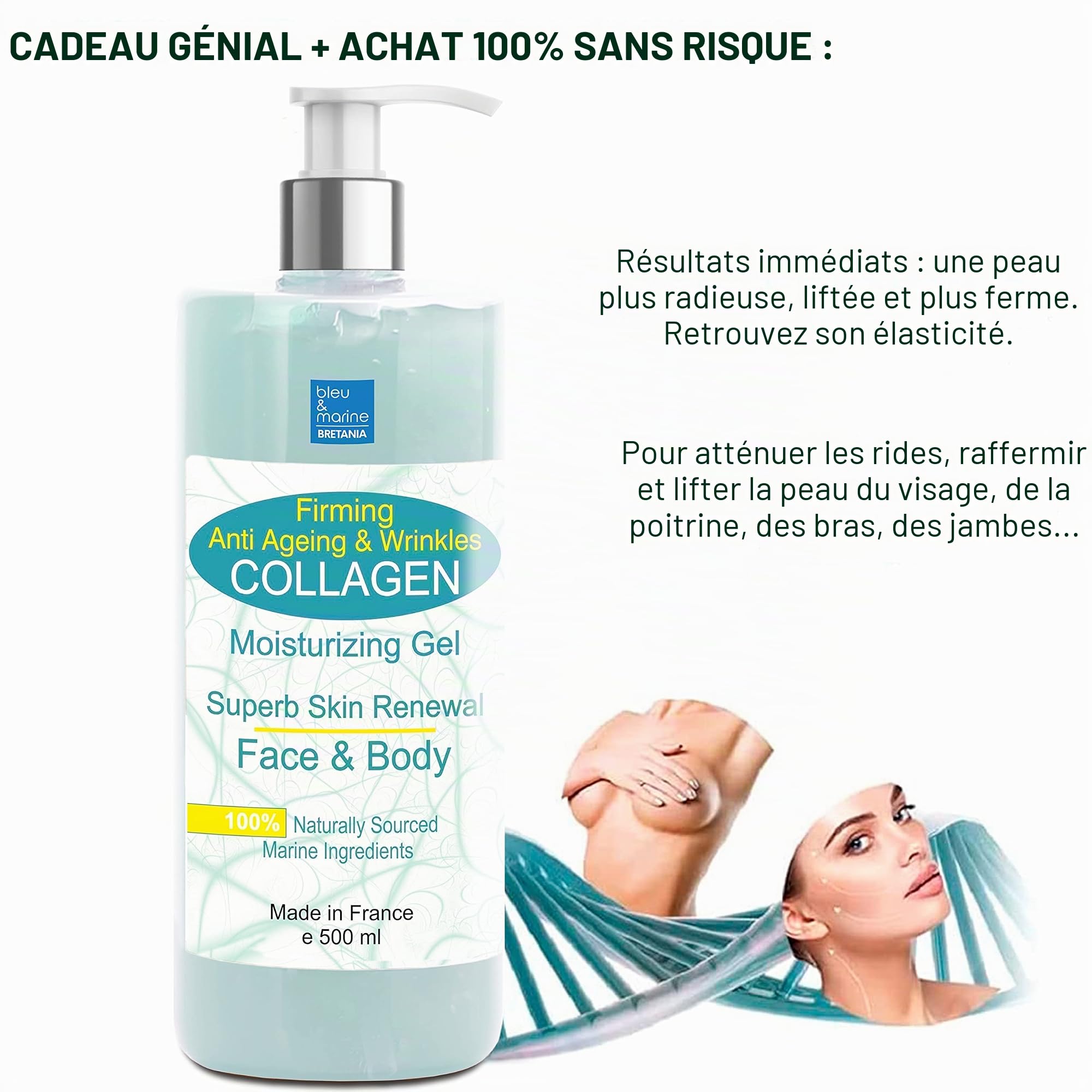Gel Fermeté et Anti-rides Visage Cou Décolleté Corps 500 ML - made in France