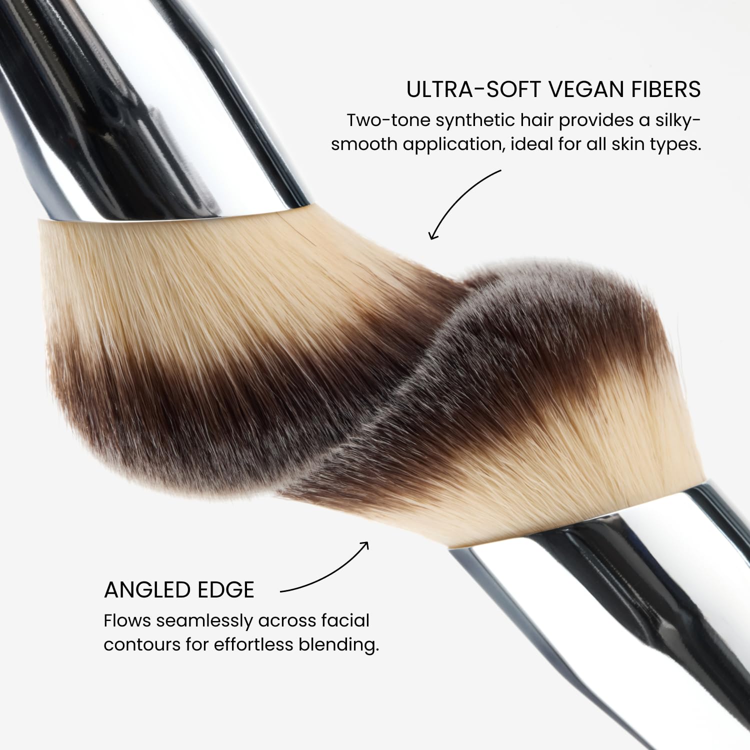 OFIR Core Canvas, Angled Shape, Dense Complexion Brush, Sensitive Skin Friendly, Easy to Clean, Vegan