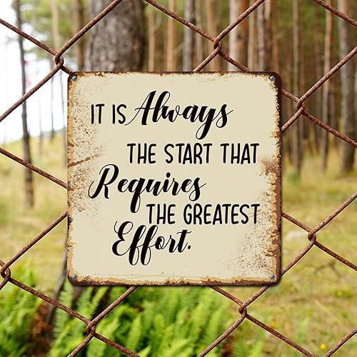 Miniatura 4 de ArogGeld Tin Sign It is Always The Start That Requires The Greatest Effort Metal Tin Sign Spiritual Heart Warming Home Sign Wall Decor Bright Metal