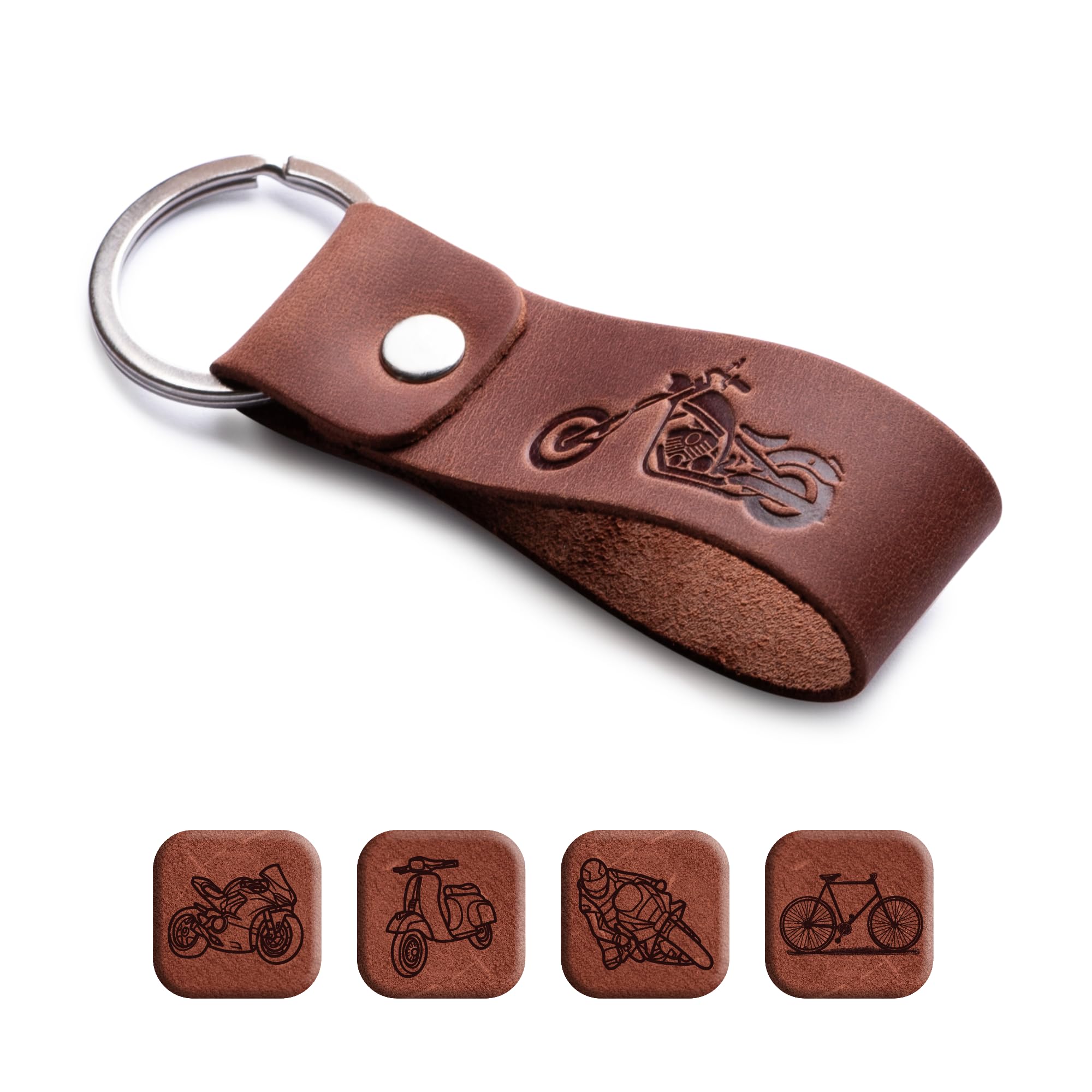 Magor Unisex Biker Leather Keychain Favorite For Men, Keyring Gift For Women & Men, Birthday & Anniversary, Full Cow Leather (Biker)